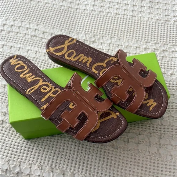 Sam Edelman Brown Slide Sandals Leather H-Style NEW IN BOX - Picture 4 of 4